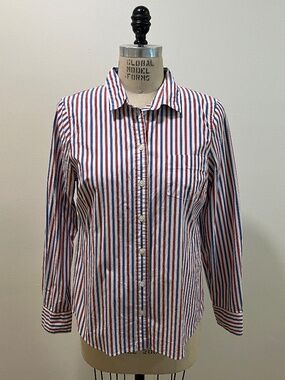 Women's J. Crew Classic-Fit Boy Shirt, Striped Cotton Button-Down - Size M